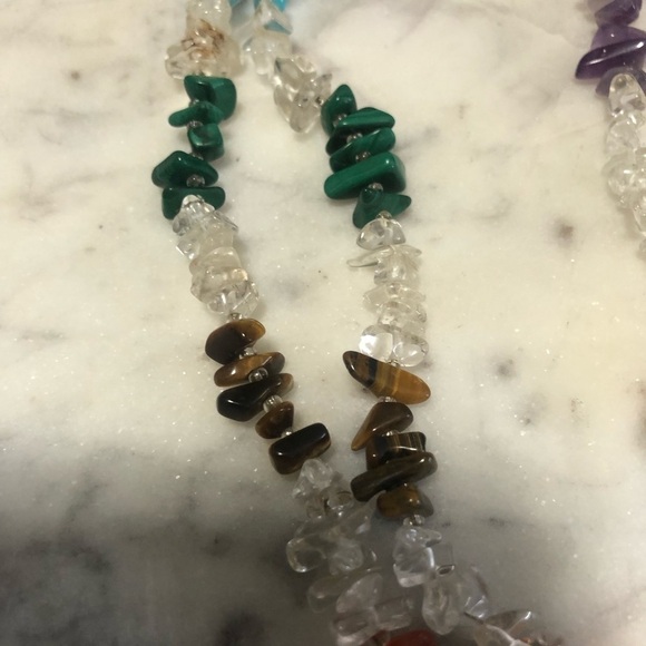 STERLING Turquoise Amethyst Lapis Malachite Agate Tigers Eye Necklace 27” - Picture 7 of 11